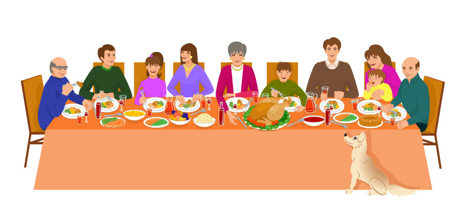 Pets and food at thanksgiving